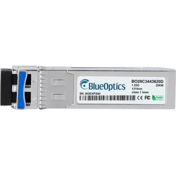 BlueOptics BO28C3443620DIN cSFP 2-kanavainen BiDi lähetin-vastaanotin, LC-Duplex, 1000BASE-2BX-U, yksimuotokuitu, TX:1310nm/RX:1490nm, 20km, -40°C - +85°C, DDM