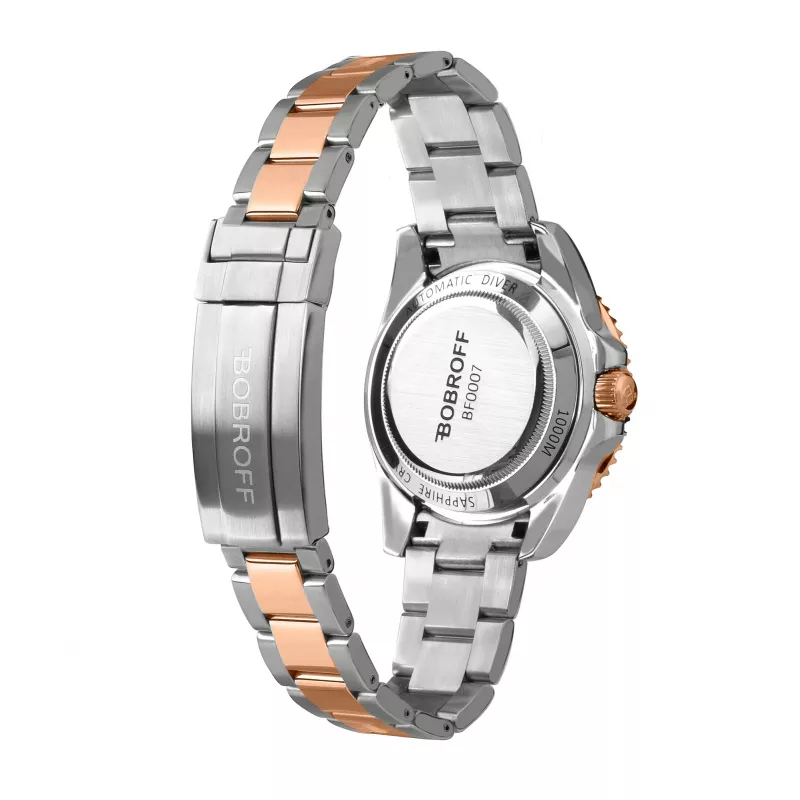 BOBROFF BF0007 unisex kvartsi analoginen kello 41mm ruostumaton teräskotelo musta kellotaulu nahkaranneke