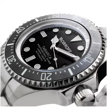 BOBROFF BF001 miesten analoginen kvartsikello 44 mm musta nahkaranneke