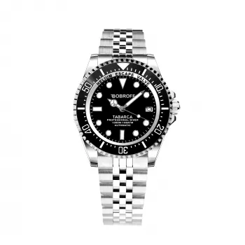 BOBROFF MAN BF0001-BFSTJ analoginen kvartsikello 44 mm musta kellotaulu aito nahkaranneke