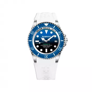 BOBROFF MAN BF0003baBFSTB 42mm analoginen kvartsikello, musta kellotaulu ja nahkaranneke