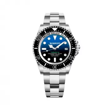 BOBROFF MAN BF0003J1 analoginen kvartsikello 44 mm musta kellotaulu nahkaranneke