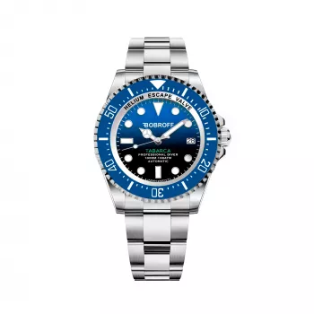 BOBROFF MAN BF0003J1ba 44mm kvartsi analogikello - musta kellotaulu, nahkaranneke