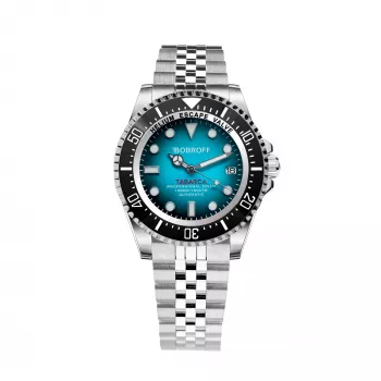 BOBROFF MAN BF0009-BFSTJ analoginen kvartsikello 44mm musta kellotaulu nahkaranneke