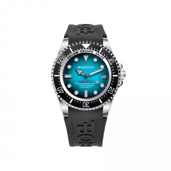 BOBROFF MAN BF0009-BFSTN analoginen kvartsikello 44 mm ruostumaton teräskotelo musta kellotaulu nahkaranneke