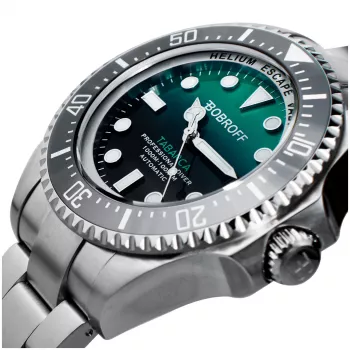 BOBROFF MAN BF002 analoginen kvartsirannekello 44 mm musta nahkaranneke