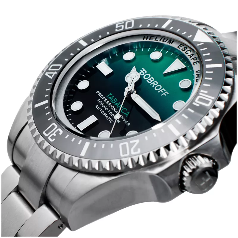 BOBROFF MAN BF002 analoginen kvartsirannekello 44 mm musta nahkaranneke