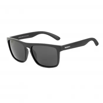 BOBROFF miesten suorakaiteen muotoiset polarisoidut aurinkolasit BFG0033-S05P - musta kehys, harmaat linssit, 57-18-138 mm