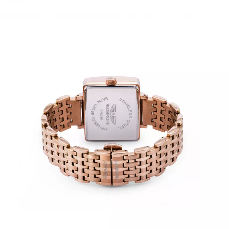 BOBROFF Woman BF0035 analoginen kvartsikello 36mm hopeinen kellotaulu musta nahkaranneke