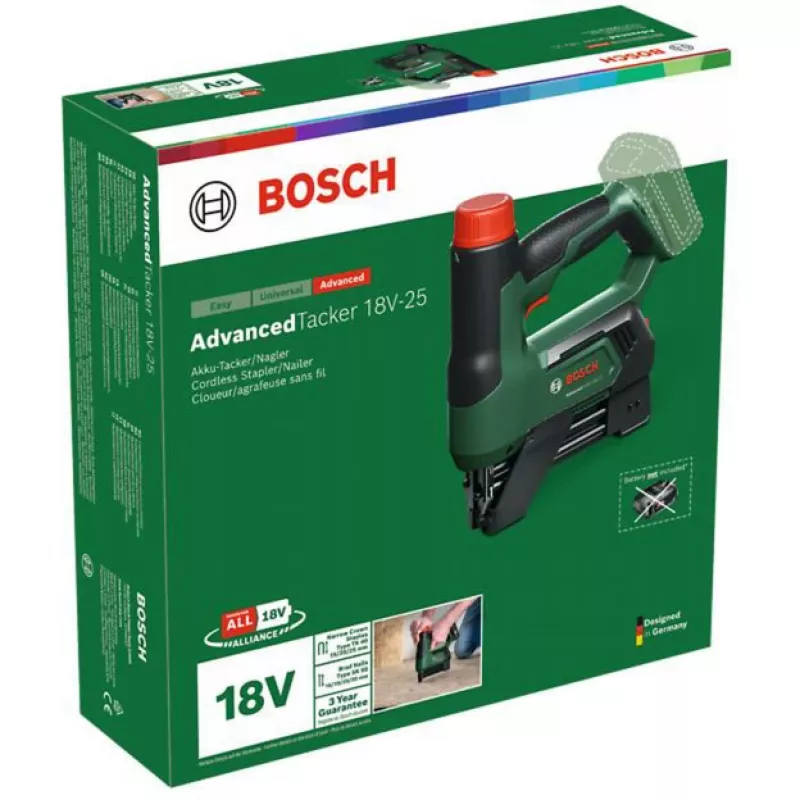 Bosch AdvancedTacker 18V-25 Akkukäyttöinen niittipistooli/naulain (Bare Tool) Vihreä/Musta