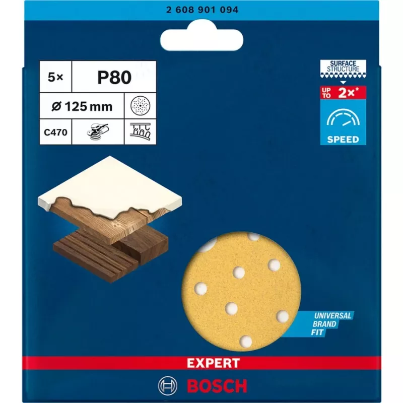 Bosch Expert C470 hiomalaikka 125mm P80 Multi-Loch (50 kpl:n pakkaus)
