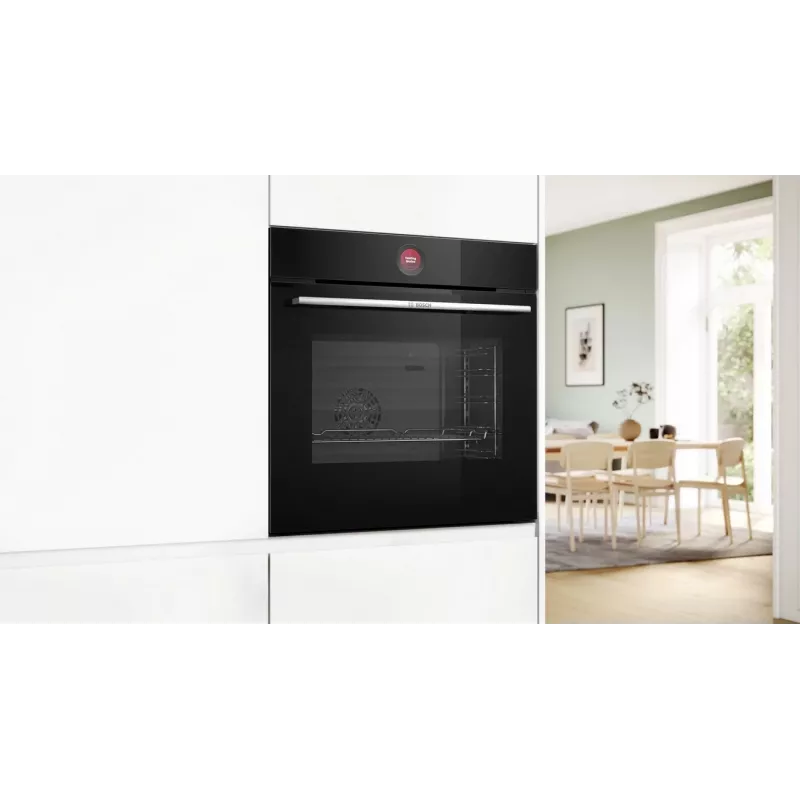 Bosch HBG7341B1 Series 8 kalusteisiin asennettava sähköuuni, 71L, pyrolyysipuhdistus, musta, 60 cm