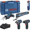 Bosch Power Tools 12V 5-osainen työkalusarja GOP + GSR + GDR + GSA + GLI (sininen, 3x Li-Ion 2,0 Ah akku)
