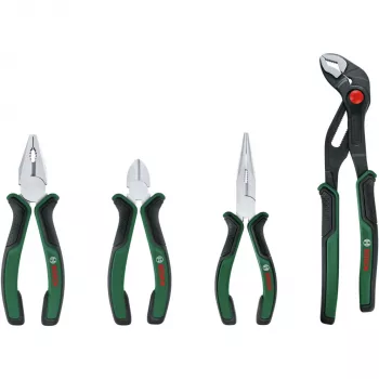 Bosch Powertools 4-osainen pihtisarja 1600A02W7K sisältää yhdistelmä-, sivuleikkuri-, kärki- ja vesipumppupihdit, vihreä/musta