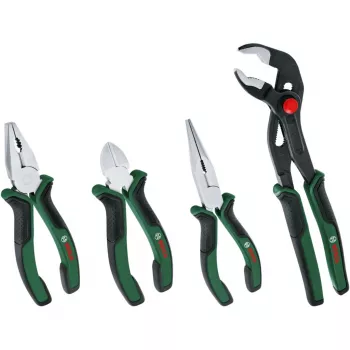 Bosch Powertools 4-osainen pihtisarja 1600A02W7K sisältää yhdistelmä-, sivuleikkuri-, kärki- ja vesipumppupihdit, vihreä/musta
