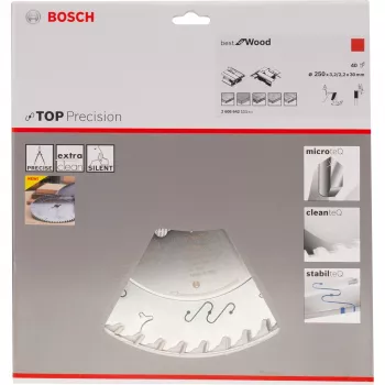 BOSCH POWERTOOLS Best for Wood pyörösahanterä, Ø 250 mm, 40 hammasta, 30 mm reikä, pöytäpyörösahoille