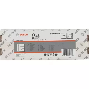 BOSCH POWERTOOLS uppokantaiset viimeistelynaulat SK64-34 38NR, 34° / 1,8 mm / 15 ga (ruostumaton teräs, 4000 kpl)