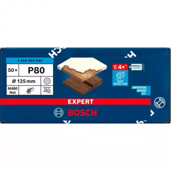 Bosch PowerTools Expert M480 Net hiomalaikka 125 mm, karkeus K80 (50 kpl, epäkeskohiomakoneelle)
