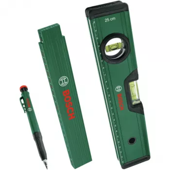 Bosch PowerTools merkintäsarja, 3-osainen (vihreä/musta) – syvyysmerkitsin, yleismerkitsin & puusepänlyijykynä