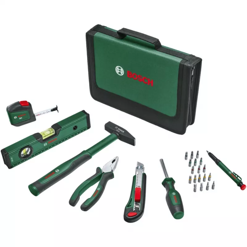 BOSCH Powertools yleinen käsityökalusarja, 25-osainen (vihreä, työkalulaukulla)