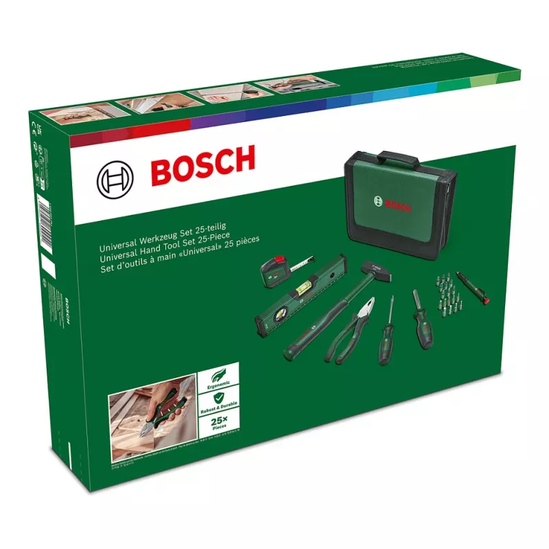 BOSCH Powertools yleinen käsityökalusarja, 25-osainen (vihreä, työkalulaukulla)