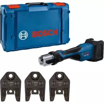 Bosch Professional GPT 18V-32 akkupuristustyökalu, Solo-versio, Kit TH, 18V, sininen, ilman akkua ja laturia, 3 vakio-TH-puristusleukaa, L-BOXX-laatikossa