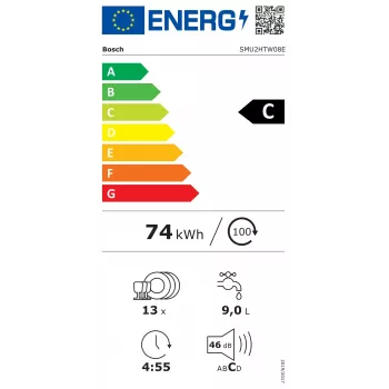 Bosch SMU2HTW08E kalusteisiin asennettava astianpesukone, 60 cm, 13 astiastoa, 5 ohjelmaa, energiatehokkuusluokka C, AquaStop, valkoinen