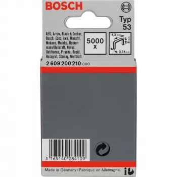 Bosch tyyppi 53 hienolankaniitit 11,4 x 0,74 x 8 mm, sinkitty teräs, 5000 kpl (2609200210)