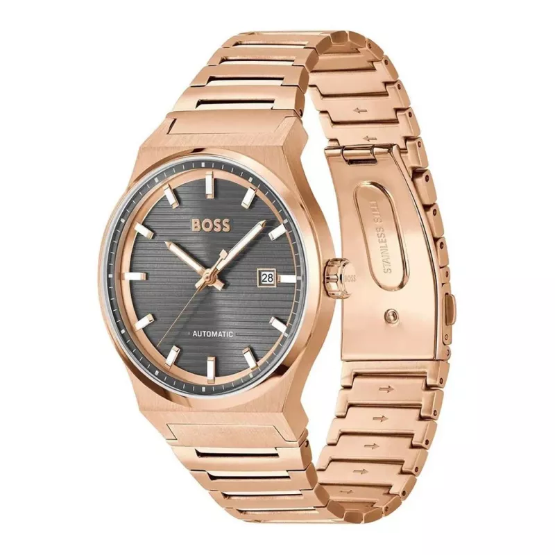 BOSS MAN 1514185 kvartsianalogikello 41mm musta kellotaulu nahkaranneke