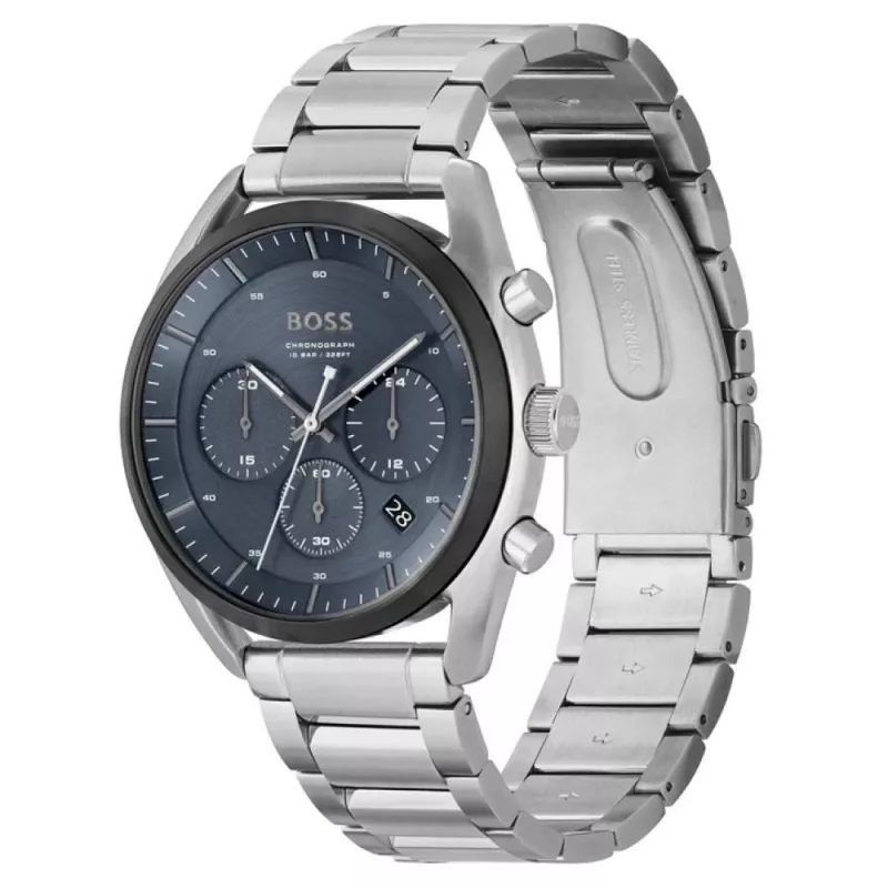 BOSS miesten Skymaster kronografikello 1514093 44mm ruostumaton teräs sininen kellotaulu
