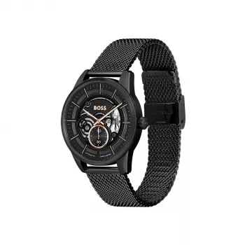 BOSS miesten Velocity kronografi kvartsikello 42 mm sininen kellotaulu ruostumaton teräs-mesh 1514035