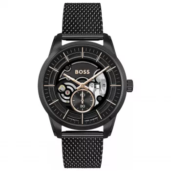 BOSS miesten Velocity kronografi kvartsikello 42 mm sininen kellotaulu ruostumaton teräs-mesh 1514035