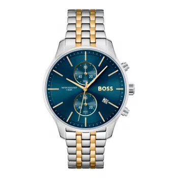 BOSS miesten kello 1513976 (42mm) - sininen kellotaulu, ruskea nahkaranneke