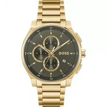 BOSS miesten kello 1514190 44 mm sininen kellotaulu ruskea nahkaranneke kronografi kvartsi