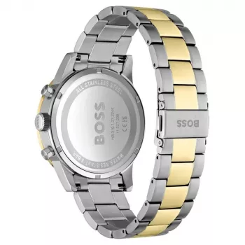 BOSS Skymaster miesten kvartsikronografi-kello 1514163 44mm sininen kellotaulu ruostumaton teräs-mesh