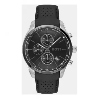 BOSS miesten kello 1514224 (44,5 mm) kvartsikronografi sininen kellotaulu ruskea nahkaranneke