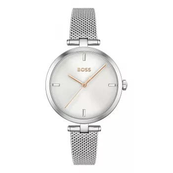 BOSS naisten kello 1502653 kvartsi analoginen kello 32 mm ruostumaton teräs mesh-ranneke hopea