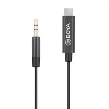 BOYA BY-K2 USB-C 3,5 mm TRRS -äänisovitinkaapeli (20 cm, musta)