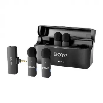 BOYA BY-V4 langaton mikrofonijärjestelmä 2,4GHz 4 lähettimellä ja 1 vastaanottimella (3,5mm liitin) musta