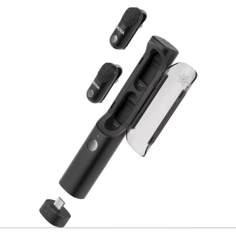 BOYA Magic-02 langaton mikrofonikuulokemikrofoni 2,4GHz USB-C/Lightning/3,5mm musta
