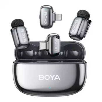 Boya mini 2-01 langaton mikrofoni Lightning/USB-C, kuunhopea (BOYA mini 2-01-Space Gray)