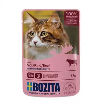 Bozita naudanlihapaloja hyytelössä märkäruoka kissoille 85g
