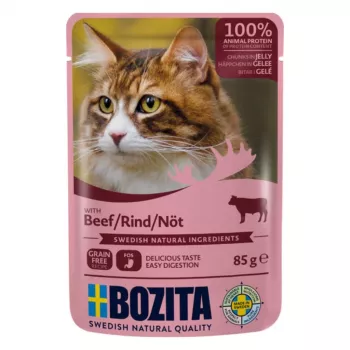 Bozita naudanlihapaloja hyytelössä märkäruoka kissoille 85g
