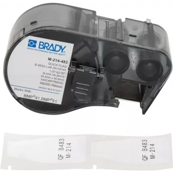 Brady M-214-483 itselaminoituvat vinyyli kaapeli- ja johdinmerkit, valkoinen, 21,34 x 48,77 mm, lämpösiirto, 100 kpl pakkaus