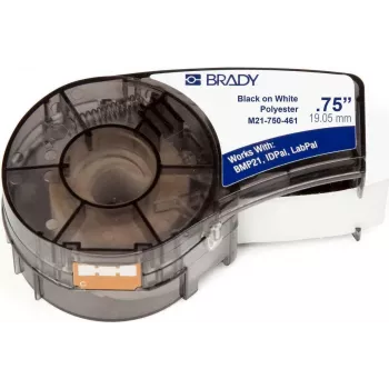 Brady M21-750-461 B-461 polyesteri jatkuva tarranauha, musta valkoisella, 19,05 mm x 6,4 m, pysyvä liima 110933