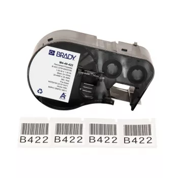 Brady M4-49-422 itselaminoituva vinyylitarra rulla, 48,26 mm x 6,4 m, valkoinen, malleihin BMP41/BMP51/BMP53/M511