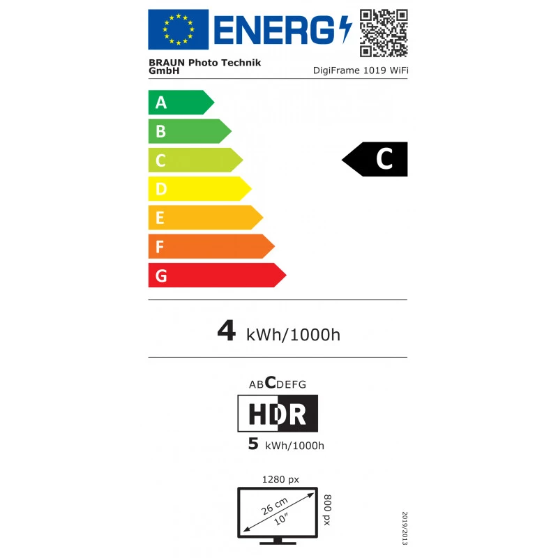 Braun DigiFrame 1019 WiFi 25,7 cm (10,1 tuuman) digitaalinen valokuvakehys valkoinen