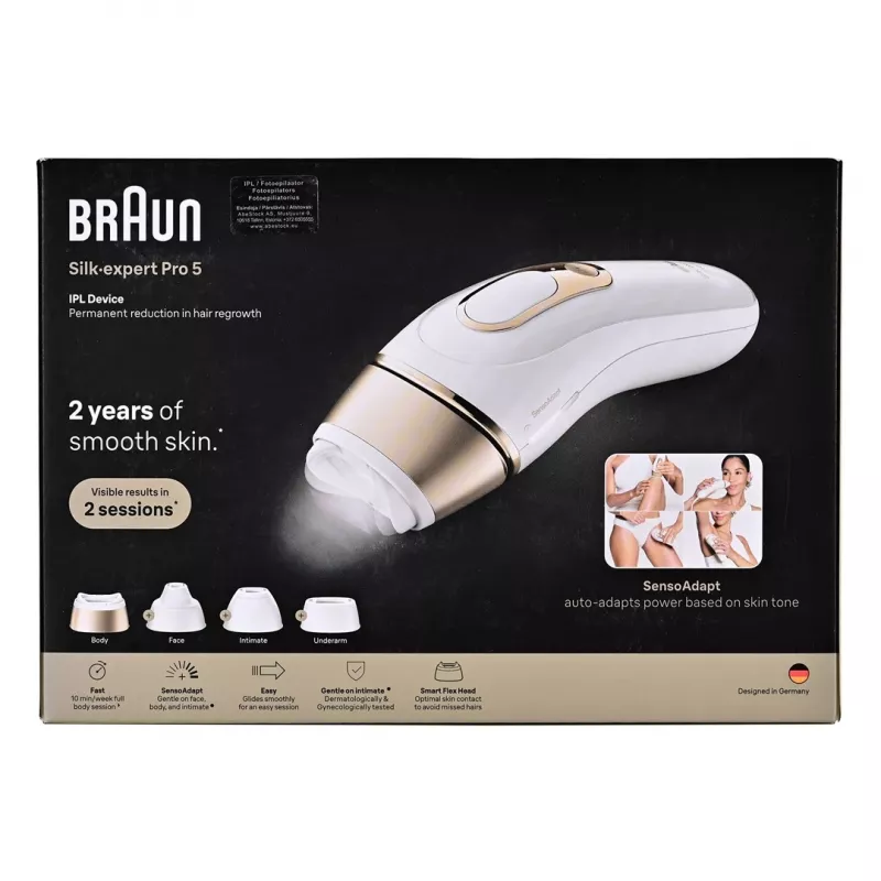 Braun IPL-karvanpoistolaite PL5431 SensoAdapt-ihoäänisensorilla, 400 000 välähdystä, 10 tehotasoa, johdollinen, valkoinen