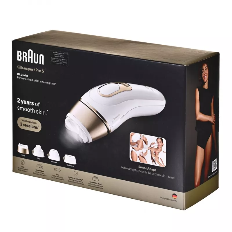 Braun IPL-karvanpoistolaite PL5431 SensoAdapt-ihoäänisensorilla, 400 000 välähdystä, 10 tehotasoa, johdollinen, valkoinen