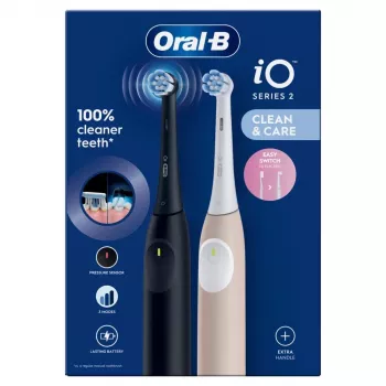 Braun Oral-B iO Series 2 sähköhammasharja Night Black/Calm Pink ja toinen kahva
